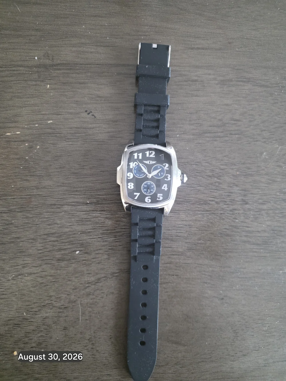 Invicta Black Dial Silver Case Men's Silicone Strap Watch